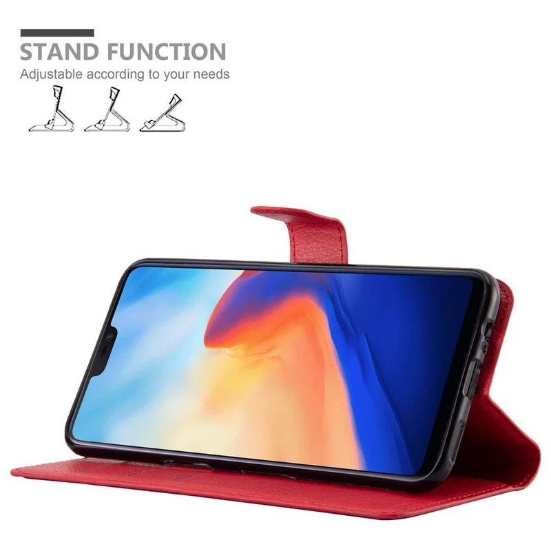 Cadorabo Hülle kompatibel mit OnePlus 6 Schutzhülle mit Magnetverschluss, Standfunktion und Kartenfach