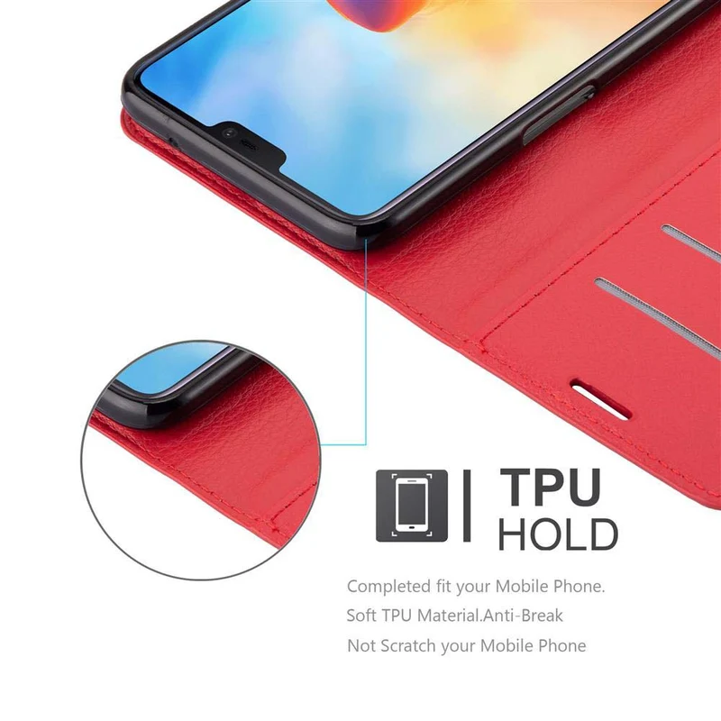 Cadorabo Hülle kompatibel mit OnePlus 6 Schutzhülle mit Magnetverschluss, Standfunktion und Kartenfach