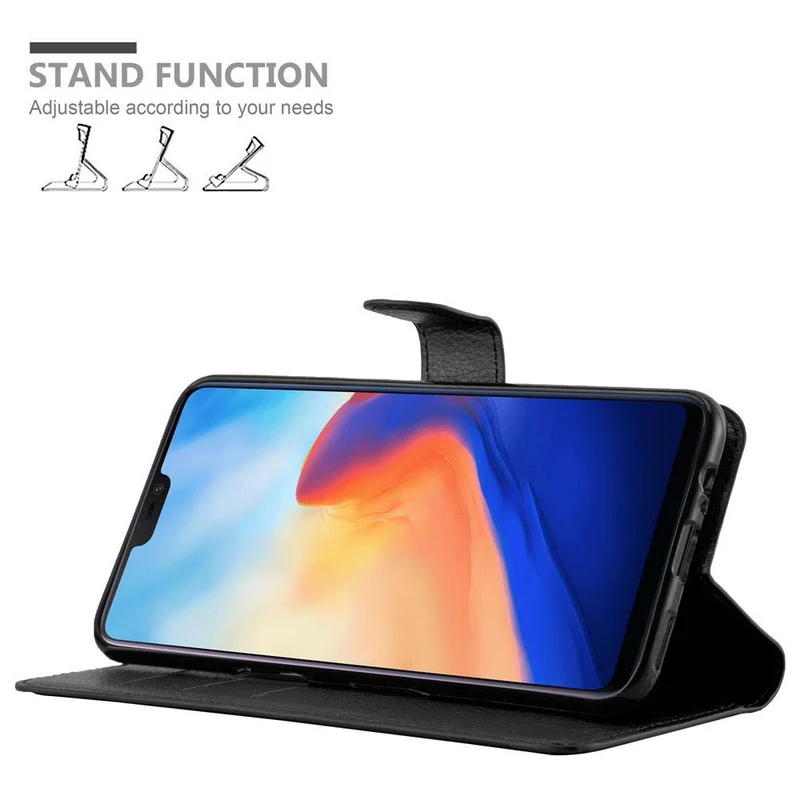 Cadorabo Hülle kompatibel mit OnePlus 6 Schutzhülle mit Magnetverschluss, Standfunktion und Kartenfach