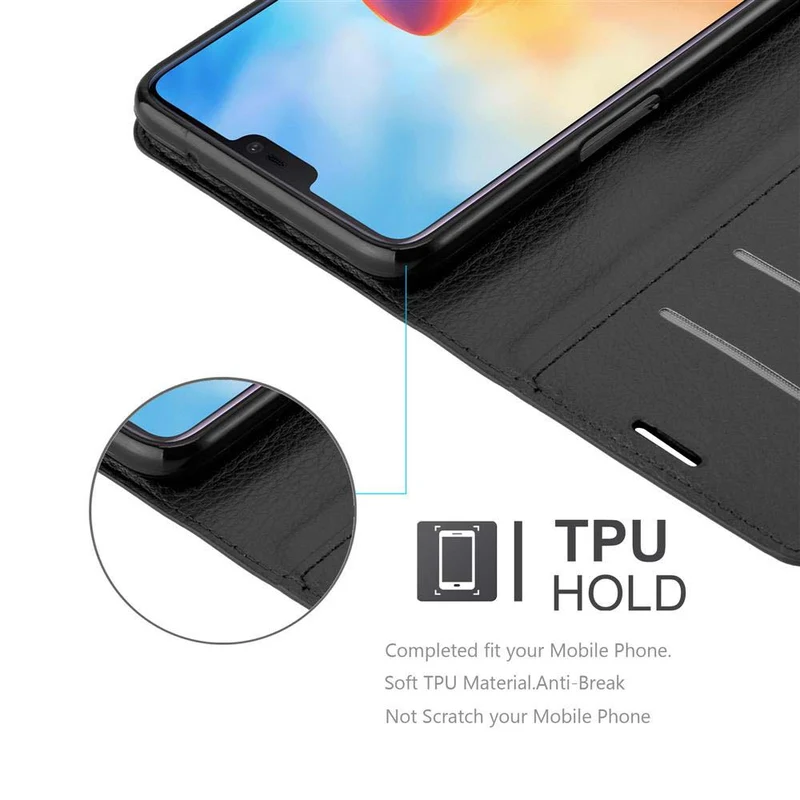 Cadorabo Hülle kompatibel mit OnePlus 6 Schutzhülle mit Magnetverschluss, Standfunktion und Kartenfach