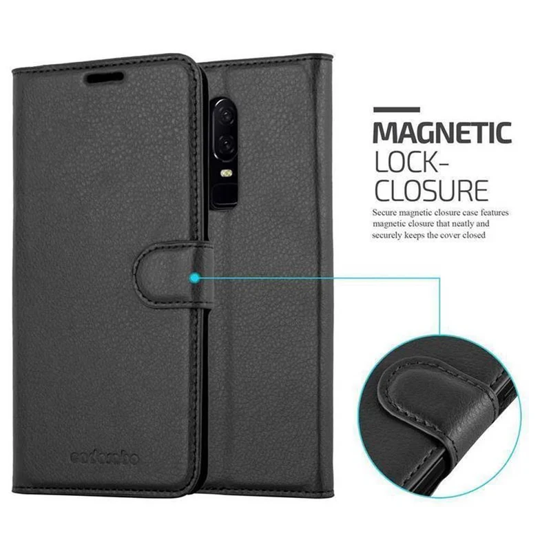 Cadorabo Hülle kompatibel mit OnePlus 6 Schutzhülle mit Magnetverschluss, Standfunktion und Kartenfach