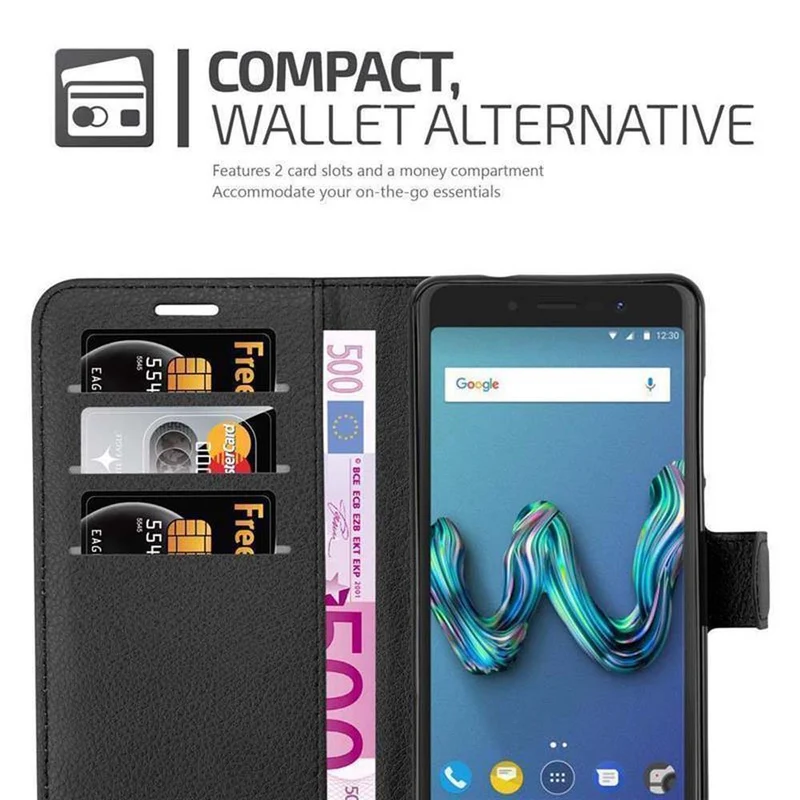 Cadorabo Hülle kompatibel mit WIKO TOMMY 3 Schutzhülle mit Magnetverschluss, Standfunktion und Kartenfach