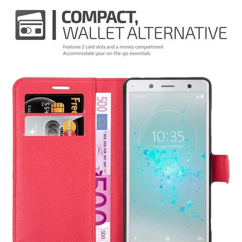 Cadorabo Hülle kompatibel mit Sony Xperia XZ2 COMPACT Schutzhülle mit Magnetverschluss, Standfunktion und Kartenfach