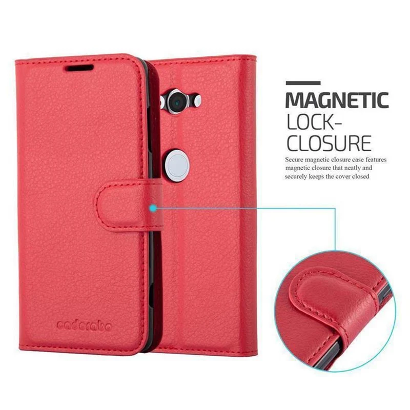 Cadorabo Hülle kompatibel mit Sony Xperia XZ2 COMPACT Schutzhülle mit Magnetverschluss, Standfunktion und Kartenfach