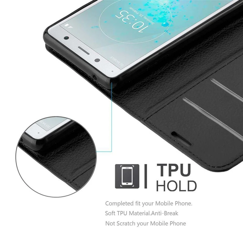 Cadorabo Hülle kompatibel mit Sony Xperia XZ2 COMPACT Schutzhülle mit Magnetverschluss, Standfunktion und Kartenfach