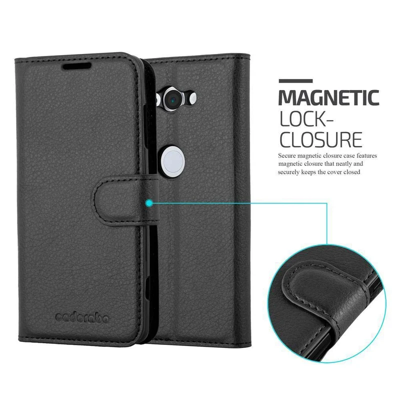 Cadorabo Hülle kompatibel mit Sony Xperia XZ2 COMPACT Schutzhülle mit Magnetverschluss, Standfunktion und Kartenfach