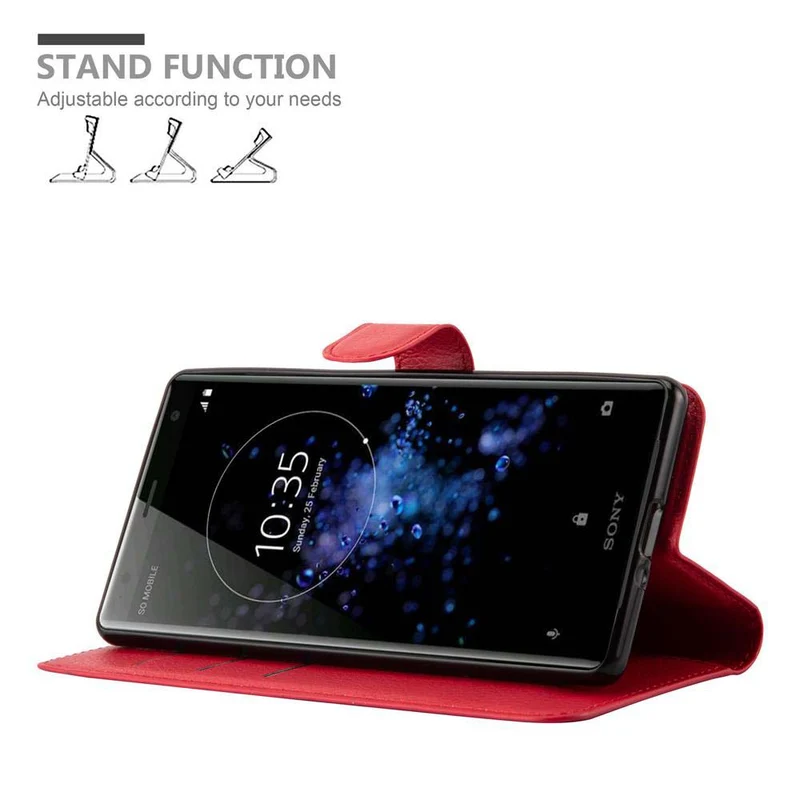 Cadorabo Hülle kompatibel mit Sony Xperia XZ2 Schutzhülle mit Magnetverschluss, Standfunktion und Kartenfach