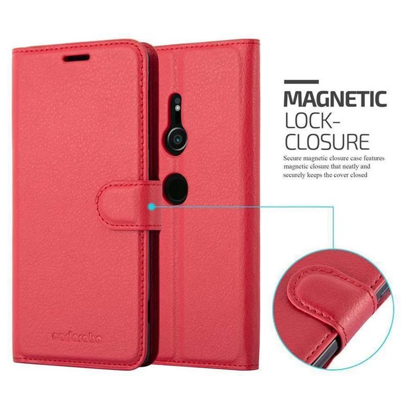 Cadorabo Hülle kompatibel mit Sony Xperia XZ2 Schutzhülle mit Magnetverschluss, Standfunktion und Kartenfach