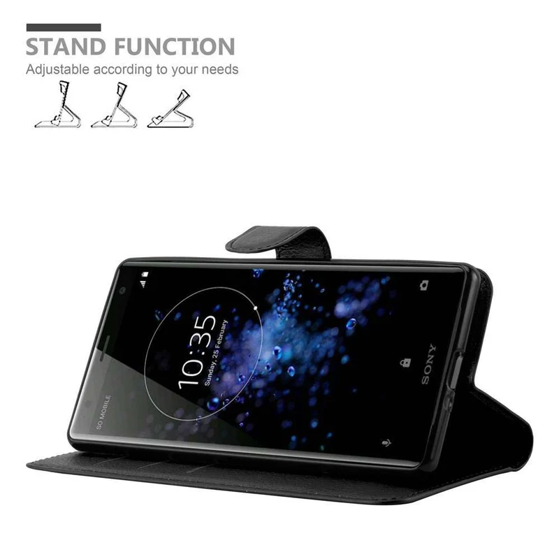 Cadorabo Hülle kompatibel mit Sony Xperia XZ2 Schutzhülle mit Magnetverschluss, Standfunktion und Kartenfach