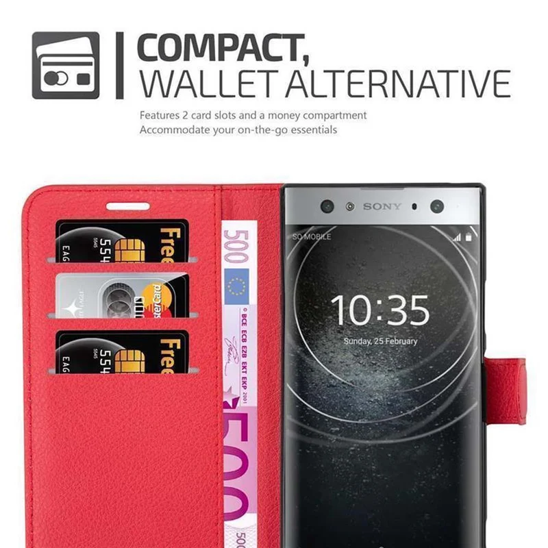 Cadorabo Hülle kompatibel mit Sony Xperia XA2 ULTRA Schutzhülle mit Magnetverschluss, Standfunktion und Kartenfach