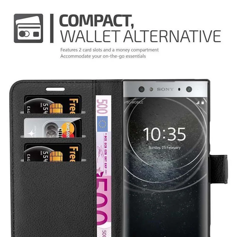 Cadorabo Hülle kompatibel mit Sony Xperia XA2 ULTRA Schutzhülle mit Magnetverschluss, Standfunktion und Kartenfach