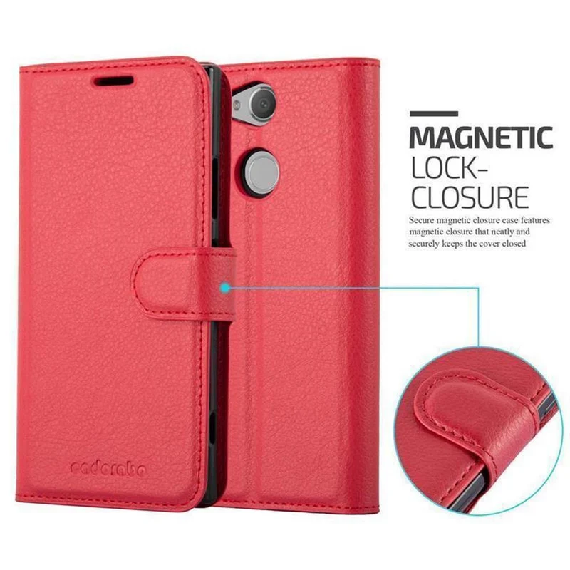 Cadorabo Hülle kompatibel mit Sony Xperia XA2 Schutzhülle mit Magnetverschluss, Standfunktion und Kartenfach
