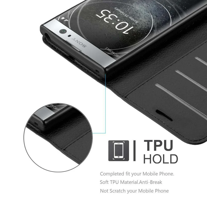 Cadorabo Hülle kompatibel mit Sony Xperia XA2 Schutzhülle mit Magnetverschluss, Standfunktion und Kartenfach