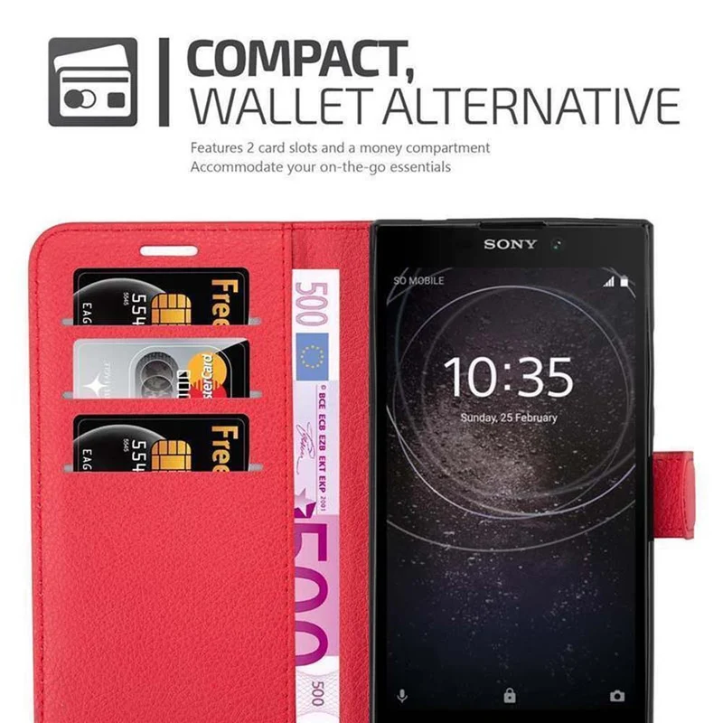 Cadorabo Hülle kompatibel mit Sony Xperia L2 Schutzhülle mit Magnetverschluss, Standfunktion und Kartenfach