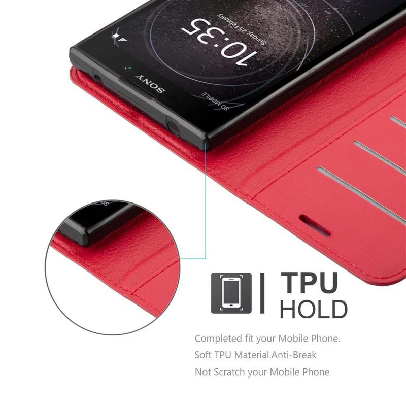 Cadorabo Hülle kompatibel mit Sony Xperia L2 Schutzhülle mit Magnetverschluss, Standfunktion und Kartenfach
