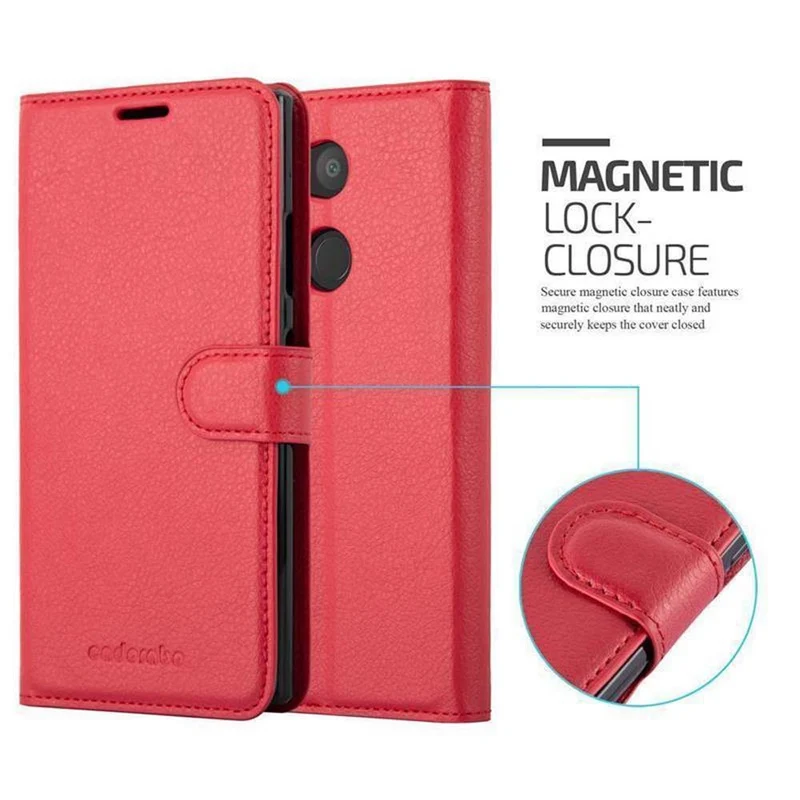 Cadorabo Hülle kompatibel mit Sony Xperia L2 Schutzhülle mit Magnetverschluss, Standfunktion und Kartenfach