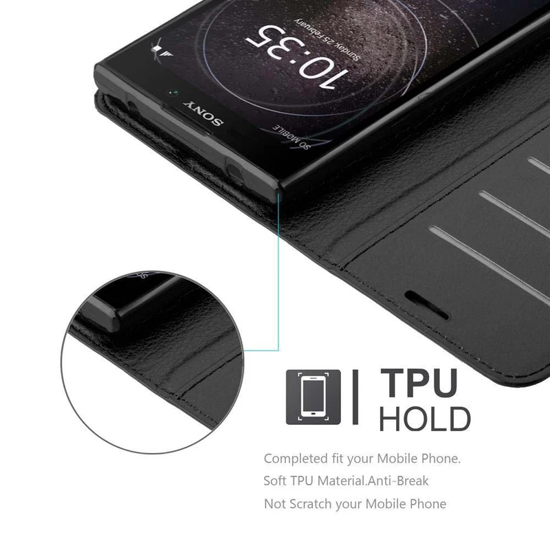 Cadorabo Hülle kompatibel mit Sony Xperia L2 Schutzhülle mit Magnetverschluss, Standfunktion und Kartenfach