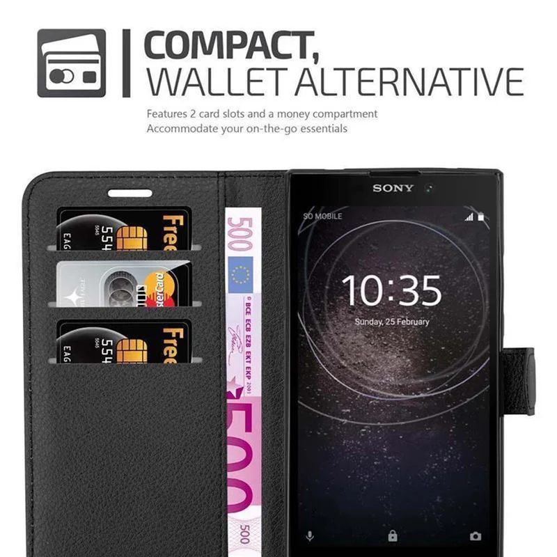 Cadorabo Hülle kompatibel mit Sony Xperia L2 Schutzhülle mit Magnetverschluss, Standfunktion und Kartenfach
