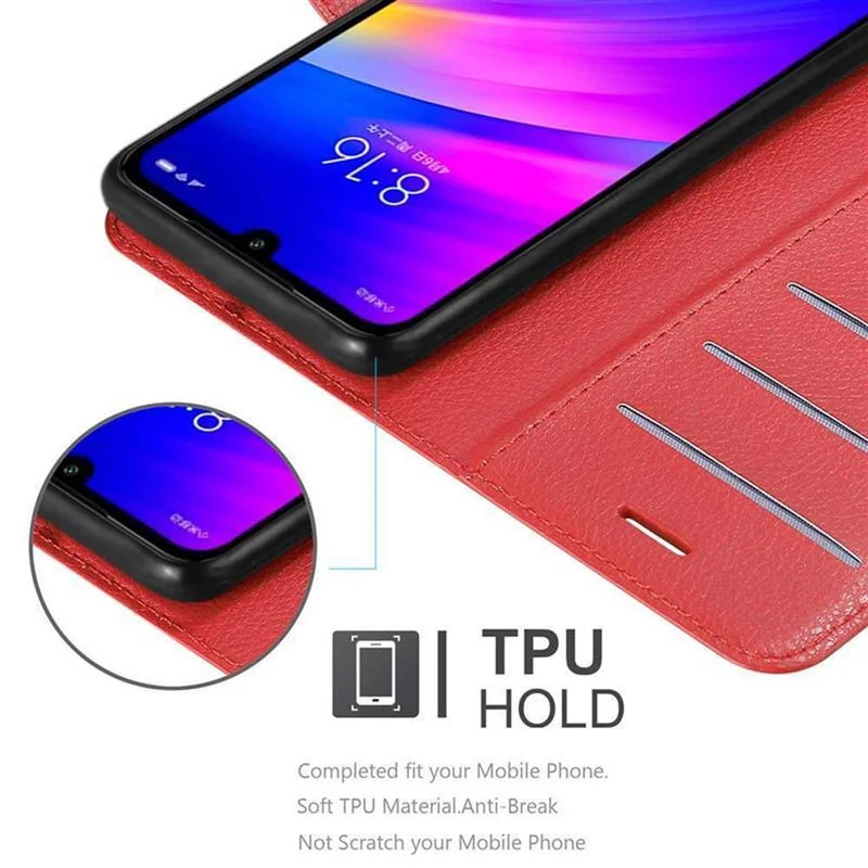 Cadorabo Hülle kompatibel mit Xiaomi RedMi 7 Schutzhülle mit Magnetverschluss, Standfunktion und Kartenfach