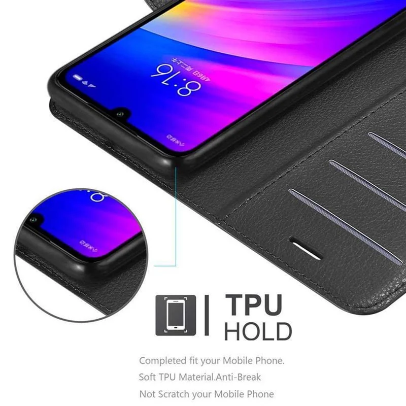 Cadorabo Hülle kompatibel mit Xiaomi RedMi 7 Schutzhülle mit Magnetverschluss, Standfunktion und Kartenfach