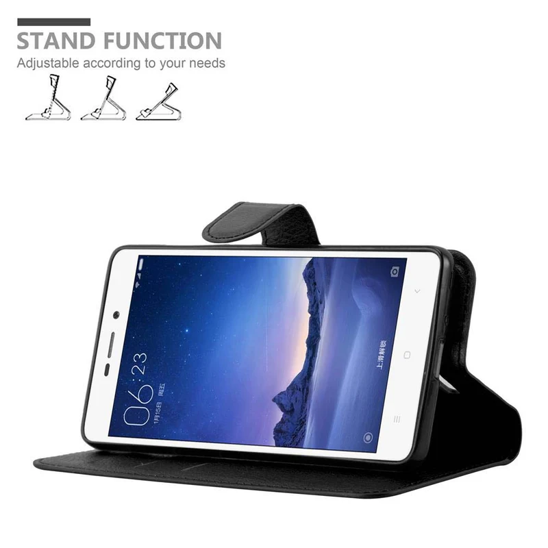 Cadorabo Hülle kompatibel mit Xiaomi RedMi 3S Schutzhülle mit Magnetverschluss, Standfunktion und Kartenfach