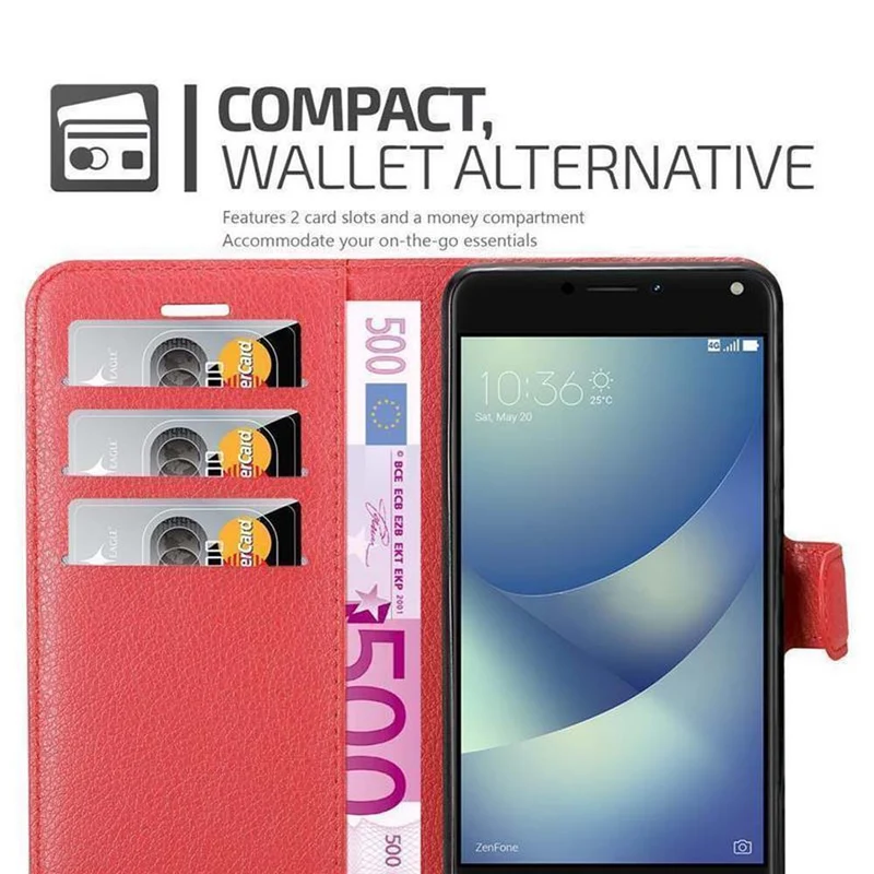 Cadorabo Hülle kompatibel mit Asus ZenFone 4 MAX (5.5 Zoll) Schutzhülle mit Magnetverschluss, Standfunktion und Kartenfach