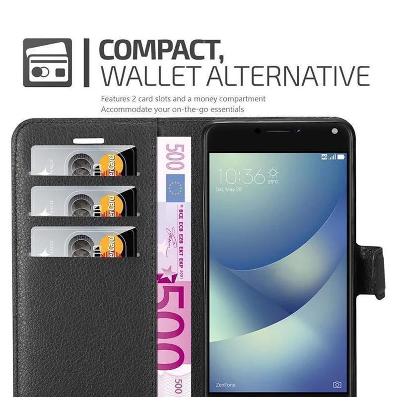 Cadorabo Hülle kompatibel mit Asus ZenFone 4 MAX (5.5 Zoll) Schutzhülle mit Magnetverschluss, Standfunktion und Kartenfach