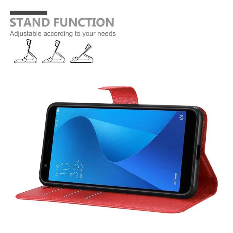 Cadorabo Hülle kompatibel mit Asus ZenFone MAX PLUS M1 Schutzhülle mit Magnetverschluss, Standfunktion und Kartenfach