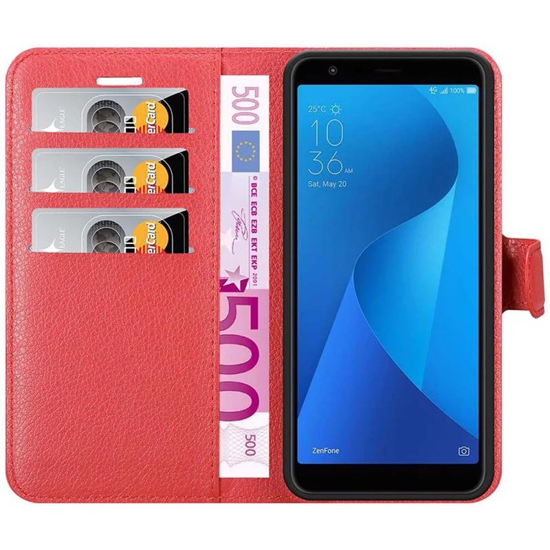 Cadorabo Hülle kompatibel mit Asus ZenFone MAX PLUS M1 Schutzhülle mit Magnetverschluss, Standfunktion und Kartenfach