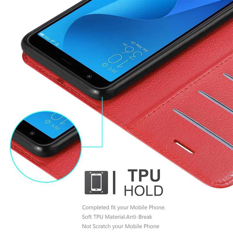 Cadorabo Hülle kompatibel mit Asus ZenFone MAX PLUS M1 Schutzhülle mit Magnetverschluss, Standfunktion und Kartenfach
