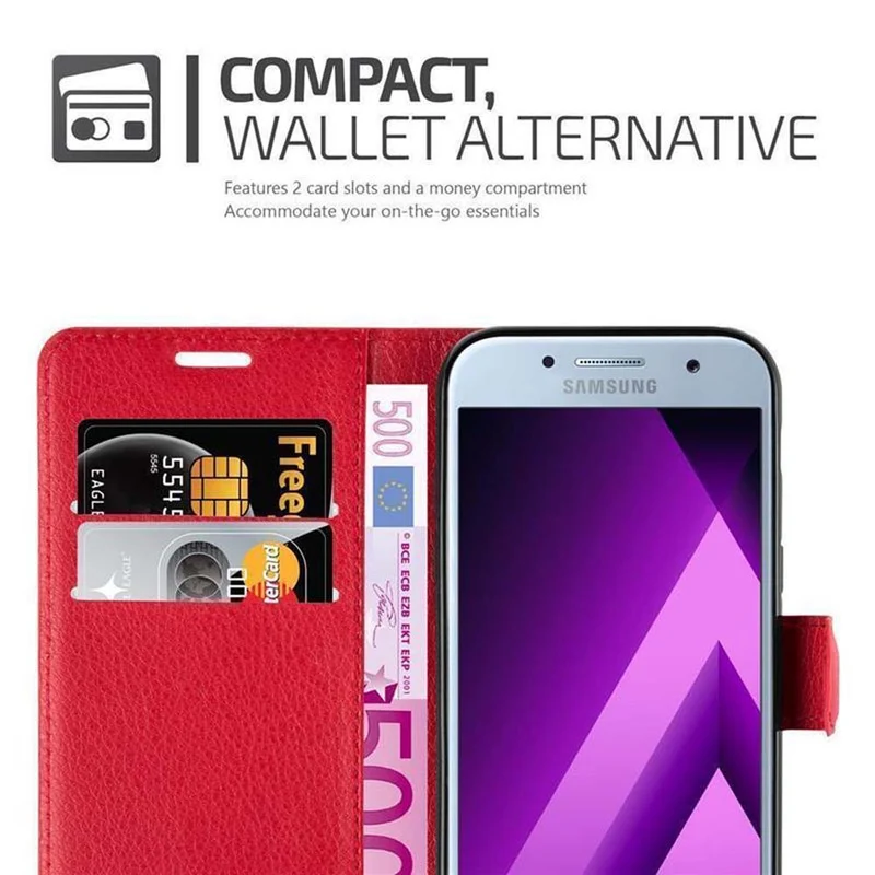 Cadorabo Hülle kompatibel mit Samsung Galaxy A7 2017 Schutzhülle mit Magnetverschluss, Standfunktion und Kartenfach