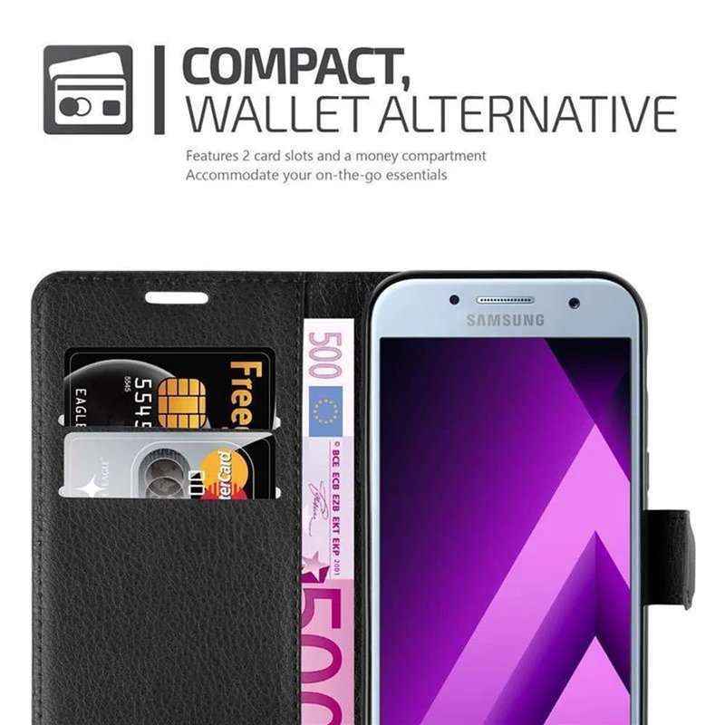 Cadorabo Hülle kompatibel mit Samsung Galaxy A7 2017 Schutzhülle mit Magnetverschluss, Standfunktion und Kartenfach