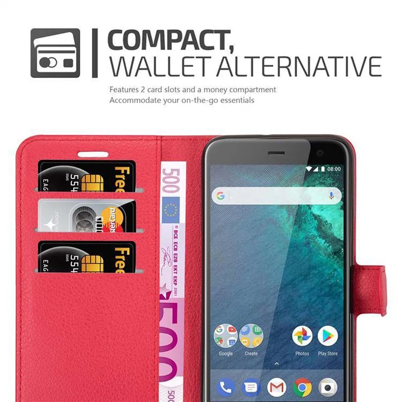 Cadorabo Hülle kompatibel mit HTC U11 LIFE Schutzhülle mit Magnetverschluss, Standfunktion und Kartenfach
