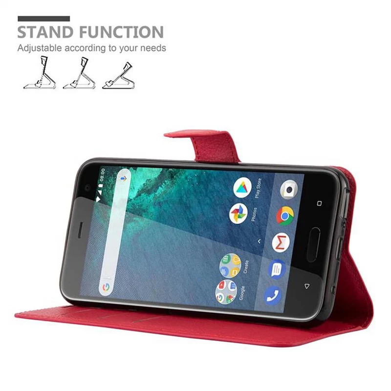 Cadorabo Hülle kompatibel mit HTC U11 LIFE Schutzhülle mit Magnetverschluss, Standfunktion und Kartenfach