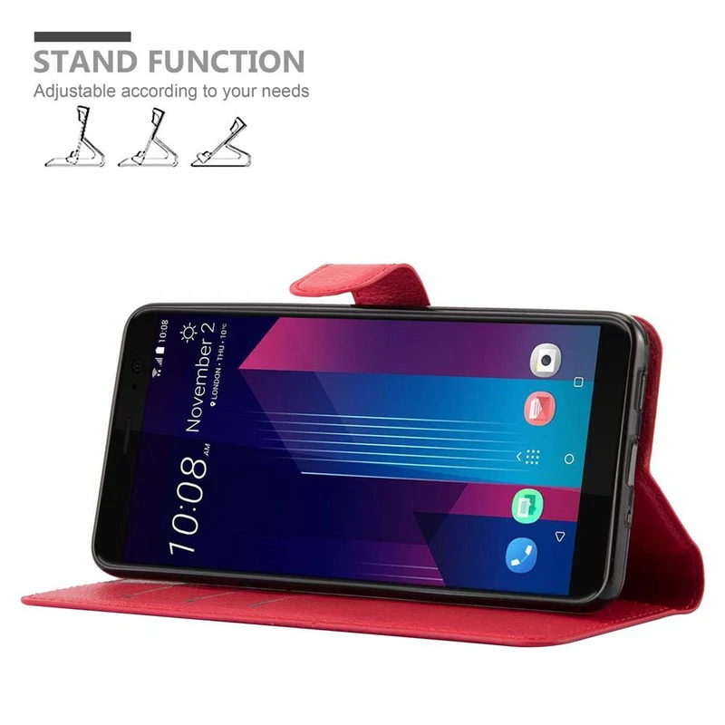 Cadorabo Hülle kompatibel mit HTC U11 PLUS Schutzhülle mit Magnetverschluss, Standfunktion und Kartenfach