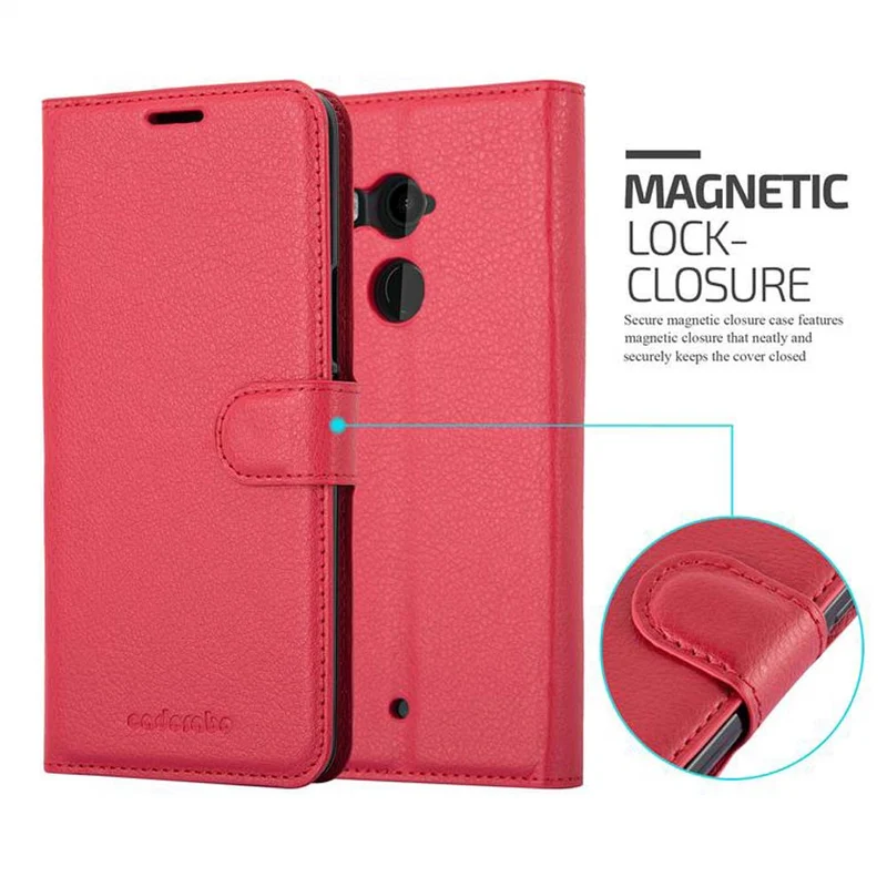 Cadorabo Hülle kompatibel mit HTC U11 PLUS Schutzhülle mit Magnetverschluss, Standfunktion und Kartenfach