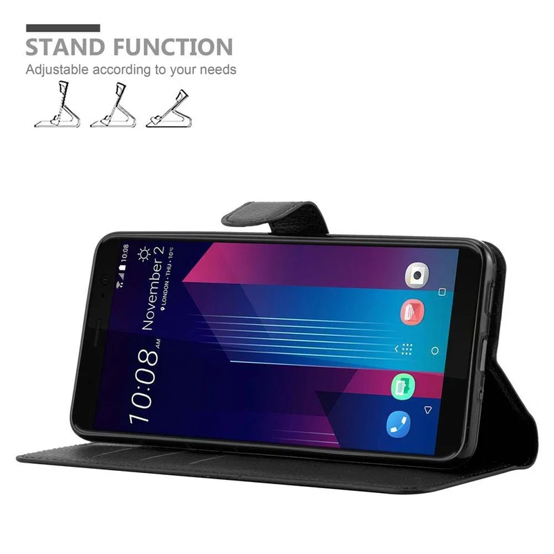 Cadorabo Hülle kompatibel mit HTC U11 PLUS Schutzhülle mit Magnetverschluss, Standfunktion und Kartenfach