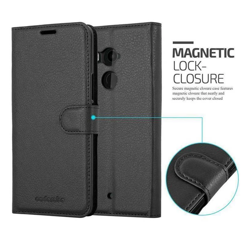 Cadorabo Hülle kompatibel mit HTC U11 PLUS Schutzhülle mit Magnetverschluss, Standfunktion und Kartenfach