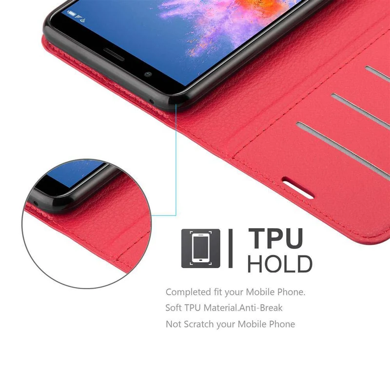 Cadorabo Hülle kompatibel mit Honor 7X Schutzhülle mit Magnetverschluss, Standfunktion und Kartenfach