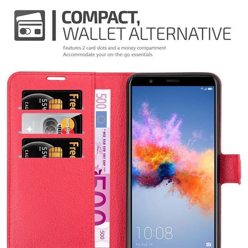 Cadorabo Hülle kompatibel mit Honor 7X Schutzhülle mit Magnetverschluss, Standfunktion und Kartenfach