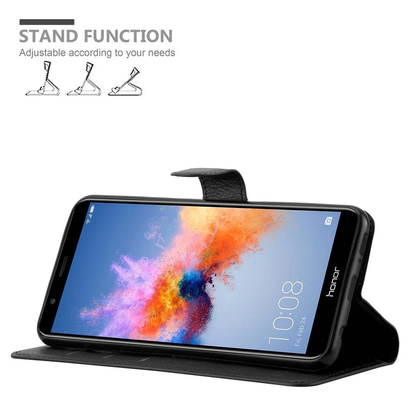 Cadorabo Hülle kompatibel mit Honor 7X Schutzhülle mit Magnetverschluss, Standfunktion und Kartenfach