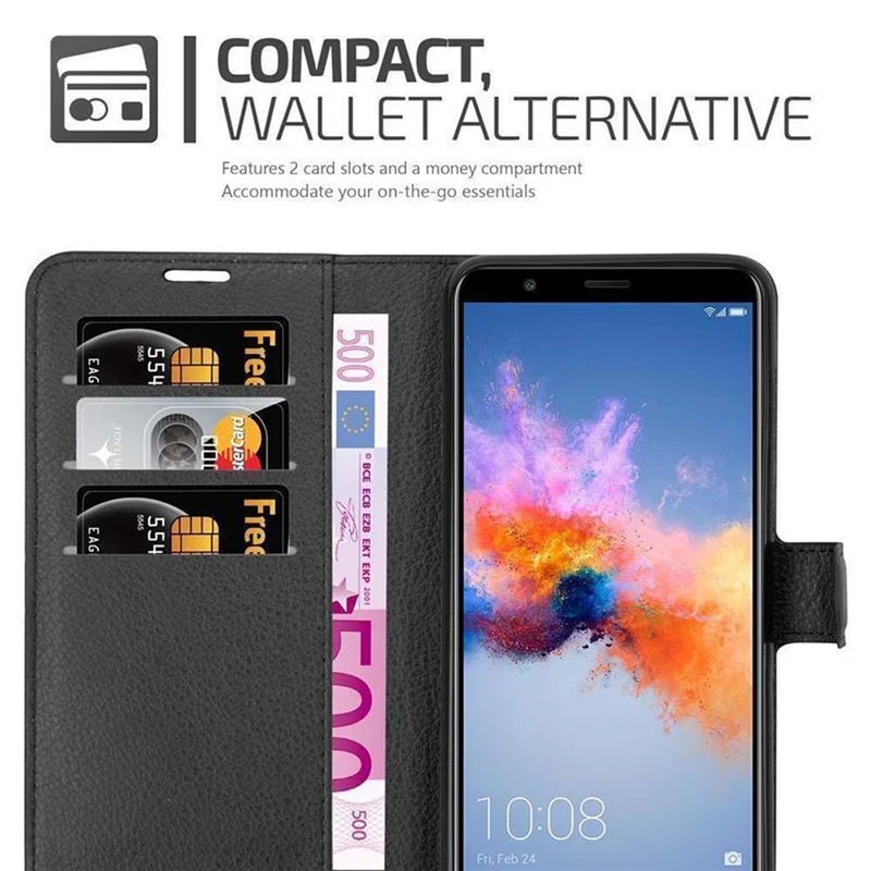 Cadorabo Hülle kompatibel mit Honor 7X Schutzhülle mit Magnetverschluss, Standfunktion und Kartenfach