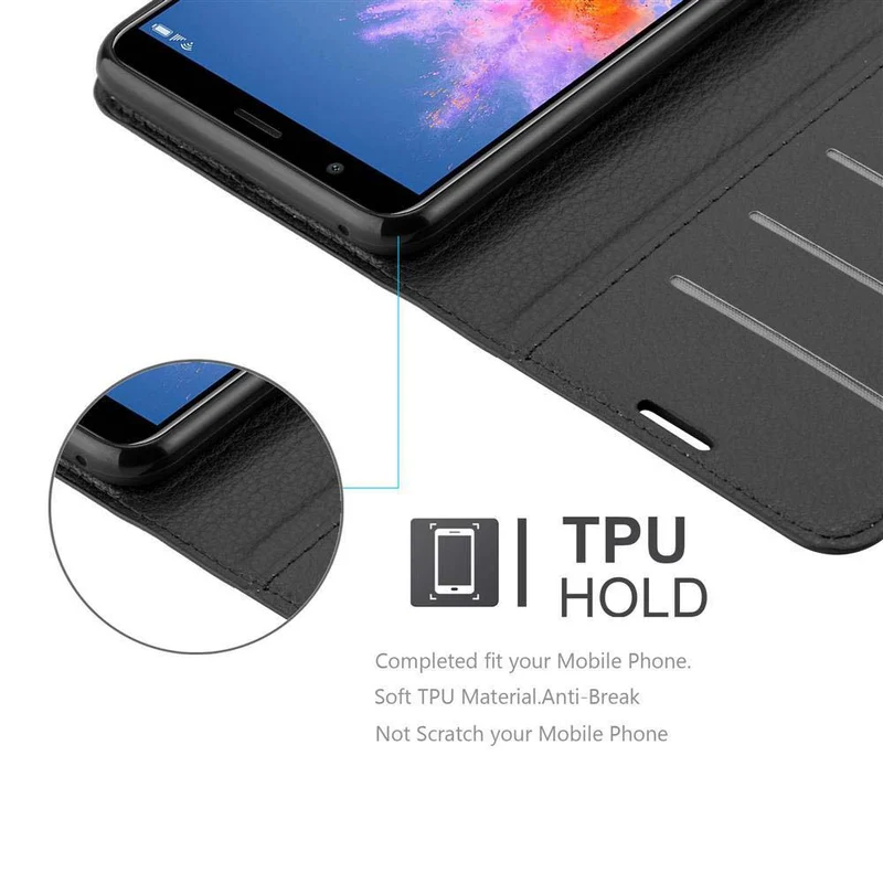 Cadorabo Hülle kompatibel mit Honor 7X Schutzhülle mit Magnetverschluss, Standfunktion und Kartenfach