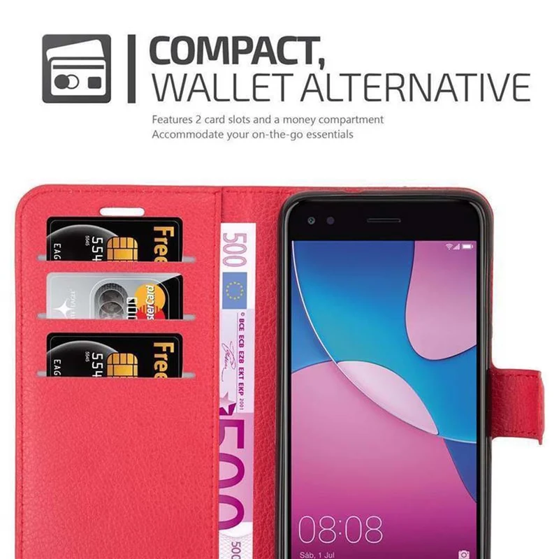 Cadorabo Hülle kompatibel mit Huawei Y6 PRO 2017 Schutzhülle mit Magnetverschluss, Standfunktion und Kartenfach