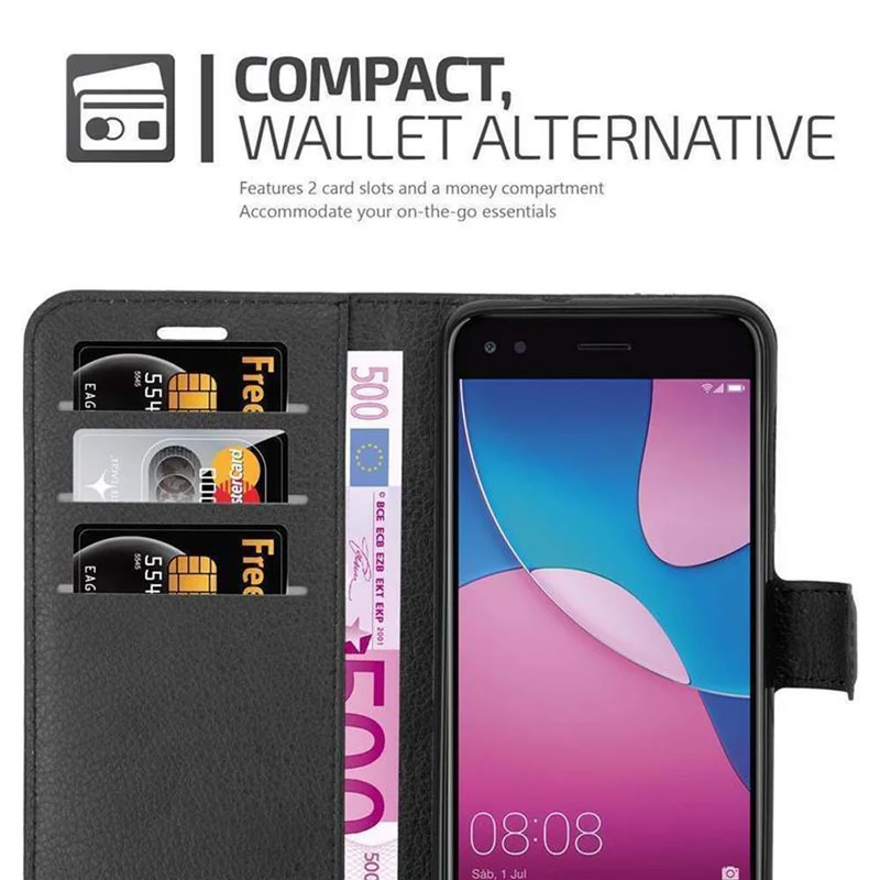 Cadorabo Hülle kompatibel mit Huawei Y6 PRO 2017 Schutzhülle mit Magnetverschluss, Standfunktion und Kartenfach
