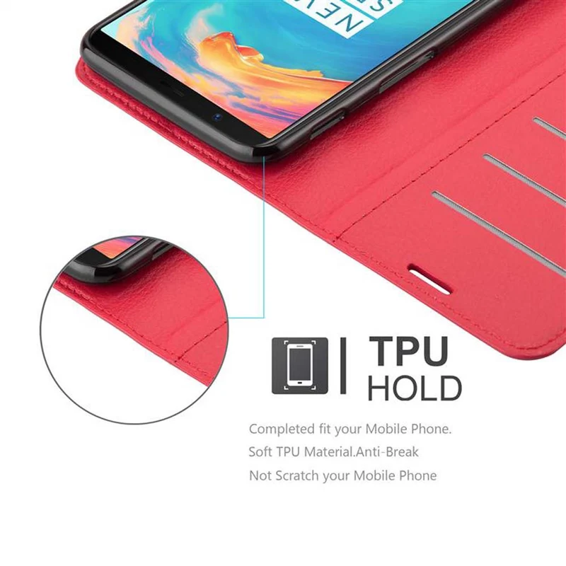 Cadorabo Hülle kompatibel mit OnePlus 5T Schutzhülle mit Magnetverschluss, Standfunktion und Kartenfach