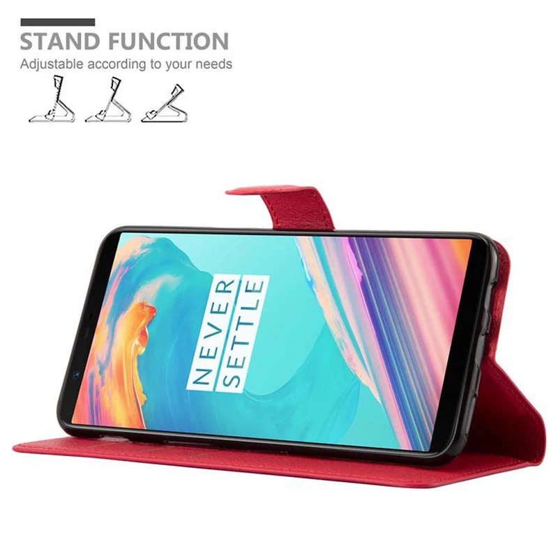 Cadorabo Hülle kompatibel mit OnePlus 5T Schutzhülle mit Magnetverschluss, Standfunktion und Kartenfach