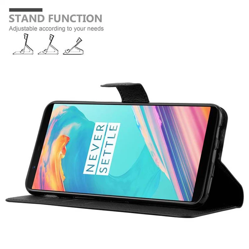 Cadorabo Hülle kompatibel mit OnePlus 5T Schutzhülle mit Magnetverschluss, Standfunktion und Kartenfach