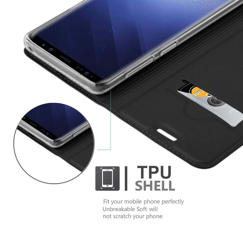 Cadorabo Hülle kompatibel mit Samsung Galaxy S9 Schutzhülle mit Magnetverschluss, Standfunktion und Kartenfach