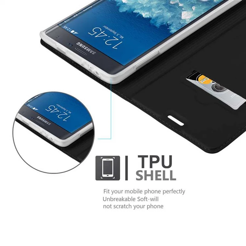 Cadorabo Hülle kompatibel mit Samsung Galaxy NOTE EDGE Schutzhülle mit Magnetverschluss, Standfunktion und Kartenfach
